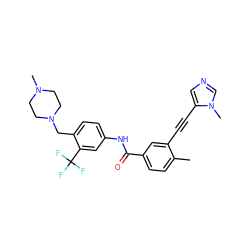 Cc1ccc(C(=O)Nc2ccc(CN3CCN(C)CC3)c(C(F)(F)F)c2)cc1C#Cc1cncn1C ZINC000071295151