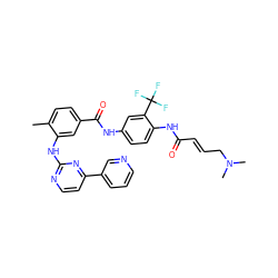 Cc1ccc(C(=O)Nc2ccc(NC(=O)/C=C/CN(C)C)c(C(F)(F)F)c2)cc1Nc1nccc(-c2cccnc2)n1 ZINC000141457201