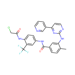 Cc1ccc(C(=O)Nc2ccc(NC(=O)CCl)c(C(F)(F)F)c2)cc1Nc1nccc(-c2cccnc2)n1 ZINC000141558936