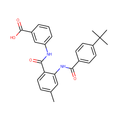 Cc1ccc(C(=O)Nc2cccc(C(=O)O)c2)c(NC(=O)c2ccc(C(C)(C)C)cc2)c1 ZINC000299819962