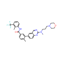 Cc1ccc(C(=O)Nc2cccc(C(F)(F)F)c2C)cc1-c1ccc2nc(N(C)CCCN3CCOCC3)ncc2c1 ZINC000036758597