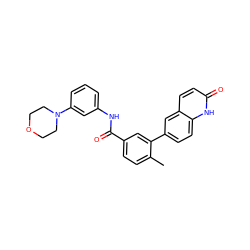 Cc1ccc(C(=O)Nc2cccc(N3CCOCC3)c2)cc1-c1ccc2[nH]c(=O)ccc2c1 ZINC000040973502