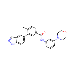 Cc1ccc(C(=O)Nc2cccc(N3CCOCC3)c2)cc1-c1ccc2[nH]ncc2c1 ZINC000040954731