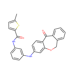 Cc1ccc(C(=O)Nc2cccc(Nc3ccc4c(c3)OCc3ccccc3C4=O)c2)s1 ZINC000095576937