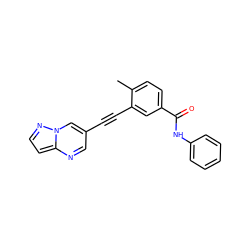 Cc1ccc(C(=O)Nc2ccccc2)cc1C#Cc1cnc2ccnn2c1 ZINC000095587625