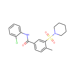 Cc1ccc(C(=O)Nc2ccccc2Cl)cc1S(=O)(=O)N1CCCCC1 ZINC000003483340