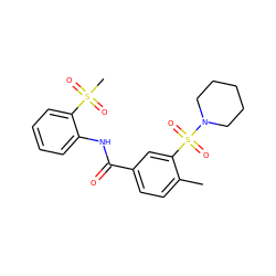 Cc1ccc(C(=O)Nc2ccccc2S(C)(=O)=O)cc1S(=O)(=O)N1CCCCC1 ZINC000029037972