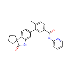 Cc1ccc(C(=O)Nc2ccccn2)cc1-c1ccc2c(c1)NC(=O)C21CCCC1 ZINC000072108640