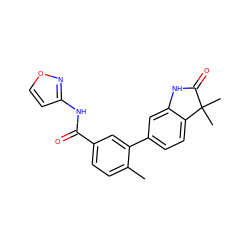 Cc1ccc(C(=O)Nc2ccon2)cc1-c1ccc2c(c1)NC(=O)C2(C)C ZINC000117954260