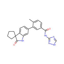 Cc1ccc(C(=O)Nc2nc[nH]n2)cc1-c1ccc2c(c1)NC(=O)C21CCCC1 ZINC000072108150