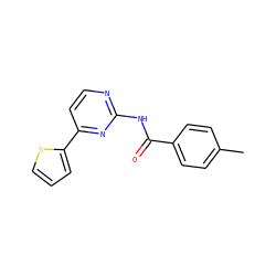 Cc1ccc(C(=O)Nc2nccc(-c3cccs3)n2)cc1 ZINC000005794132