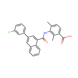 Cc1ccc(C(=O)O)c(C)c1NC(=O)c1cc(-c2cccc(Cl)c2)cc2ccccc12 ZINC000653782605