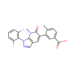 Cc1ccc(C(=O)O)cc1-c1cc2cnn(-c3c(F)cccc3F)c2n(C)c1=O ZINC000049071534