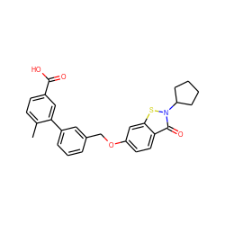 Cc1ccc(C(=O)O)cc1-c1cccc(COc2ccc3c(=O)n(C4CCCC4)sc3c2)c1 ZINC000095578034