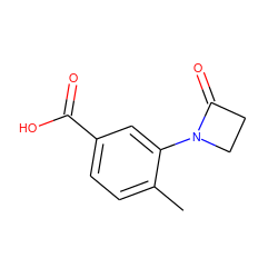 Cc1ccc(C(=O)O)cc1N1CCC1=O ZINC000027208282