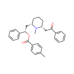 Cc1ccc(C(=O)O[C@@H](C[C@@H]2CCC[C@H](CC(=O)c3ccccc3)N2C)c2ccccc2)cc1 ZINC000045366333