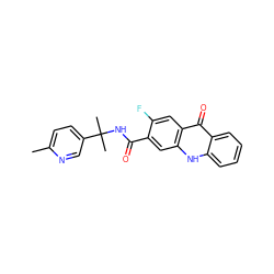 Cc1ccc(C(C)(C)NC(=O)c2cc3[nH]c4ccccc4c(=O)c3cc2F)cn1 ZINC000014970345