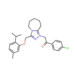 Cc1ccc(C(C)C)c(OCc2n[n+](CC(=O)c3ccc(Cl)cc3)c3n2CCCCC3)c1 ZINC000015961062