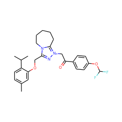 Cc1ccc(C(C)C)c(OCc2n[n+](CC(=O)c3ccc(OC(F)F)cc3)c3n2CCCCC3)c1 ZINC000015953369