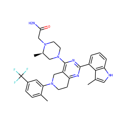 Cc1ccc(C(F)(F)F)cc1N1CCc2nc(-c3cccc4[nH]cc(C)c34)nc(N3CCN(CC(N)=O)[C@H](C)C3)c2C1 ZINC000149129431