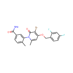 Cc1ccc(C(N)=O)cc1-n1c(C)cc(OCc2ccc(F)cc2F)c(Br)c1=O ZINC000072110120