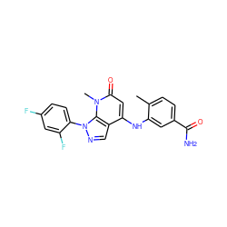 Cc1ccc(C(N)=O)cc1Nc1cc(=O)n(C)c2c1cnn2-c1ccc(F)cc1F ZINC000043013679