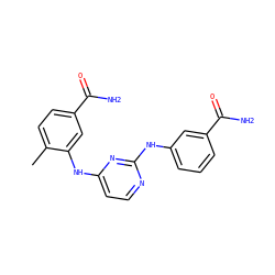 Cc1ccc(C(N)=O)cc1Nc1ccnc(Nc2cccc(C(N)=O)c2)n1 ZINC000028950541