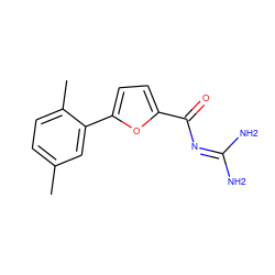 Cc1ccc(C)c(-c2ccc(C(=O)N=C(N)N)o2)c1 ZINC000013642698