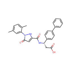 Cc1ccc(C)c(-n2[nH]c(C(=O)N[C@@H](CC(=O)O)c3ccc(-c4ccccc4)cc3)cc2=O)c1 ZINC000095554900