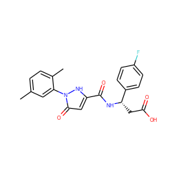 Cc1ccc(C)c(-n2[nH]c(C(=O)N[C@@H](CC(=O)O)c3ccc(F)cc3)cc2=O)c1 ZINC000095556893