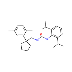 Cc1ccc(C)c(C2(CNC(=O)Nc3c(C(C)C)cccc3C(C)C)CCCC2)c1 ZINC000013736857