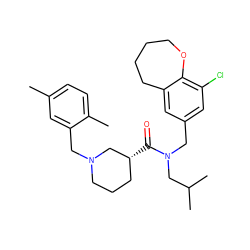 Cc1ccc(C)c(CN2CCC[C@@H](C(=O)N(Cc3cc(Cl)c4c(c3)CCCCO4)CC(C)C)C2)c1 ZINC000148911530