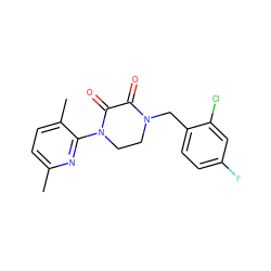 Cc1ccc(C)c(N2CCN(Cc3ccc(F)cc3Cl)C(=O)C2=O)n1 ZINC000068247220