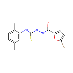 Cc1ccc(C)c(NC(=S)NNC(=O)c2ccc(Br)o2)c1 ZINC000013468990