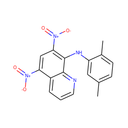 Cc1ccc(C)c(Nc2c([N+](=O)[O-])cc([N+](=O)[O-])c3cccnc23)c1 ZINC000004420693