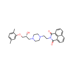 Cc1ccc(C)c(OC[C@H](O)CN2CCN(CCN3C(=O)c4cccc5cccc(c45)C3=O)CC2)c1 ZINC000084441934