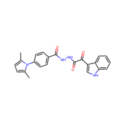 Cc1ccc(C)n1-c1ccc(C(=O)NNC(=O)C(=O)c2c[nH]c3ccccc23)cc1 ZINC000072173570