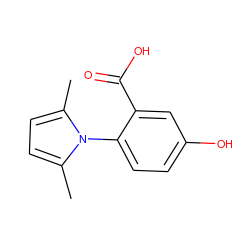 Cc1ccc(C)n1-c1ccc(O)cc1C(=O)O ZINC000000244514