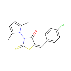 Cc1ccc(C)n1N1C(=O)/C(=C\c2ccc(Cl)cc2)SC1=S ZINC000004919486