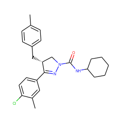 Cc1ccc(C[C@@H]2CN(C(=O)NC3CCCCC3)N=C2c2ccc(Cl)c(C)c2)cc1 ZINC000095572392