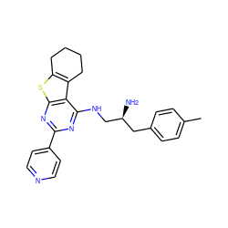 Cc1ccc(C[C@H](N)CNc2nc(-c3ccncc3)nc3sc4c(c23)CCCC4)cc1 ZINC000223665912