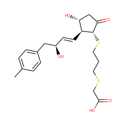 Cc1ccc(C[C@H](O)/C=C/[C@H]2[C@H](O)CC(=O)[C@@H]2SCCCSCC(=O)O)cc1 ZINC000013836436