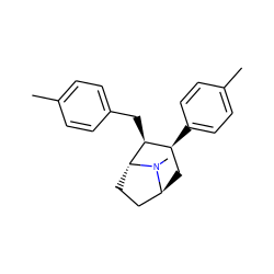 Cc1ccc(C[C@H]2[C@@H](c3ccc(C)cc3)C[C@H]3CC[C@H]2N3C)cc1 ZINC000100768698