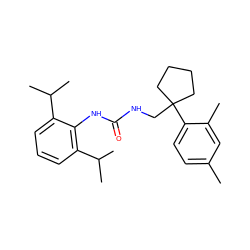 Cc1ccc(C2(CNC(=O)Nc3c(C(C)C)cccc3C(C)C)CCCC2)c(C)c1 ZINC000013736855