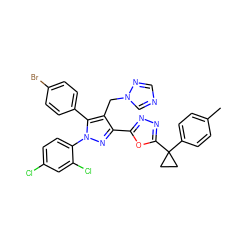 Cc1ccc(C2(c3nnc(-c4nn(-c5ccc(Cl)cc5Cl)c(-c5ccc(Br)cc5)c4Cn4cncn4)o3)CC2)cc1 ZINC000049898880