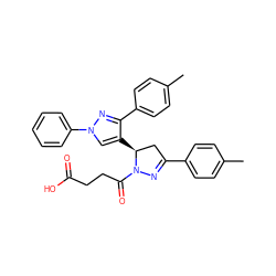 Cc1ccc(C2=NN(C(=O)CCC(=O)O)[C@@H](c3cn(-c4ccccc4)nc3-c3ccc(C)cc3)C2)cc1 ZINC000011852698