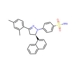 Cc1ccc(C2=NN(c3ccc(S(N)(=O)=O)cc3)[C@@H](c3cccc4ccccc34)C2)c(C)c1 ZINC000473135191