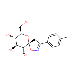 Cc1ccc(C2=NO[C@@]3(C2)O[C@H](CO)[C@@H](O)[C@H](O)[C@H]3O)cc1 ZINC000045349539