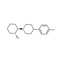 Cc1ccc(C2CCN([C@@H]3CCCC[C@H]3O)CC2)cc1 ZINC000038791904