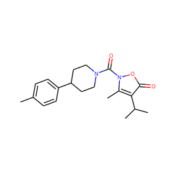 Cc1ccc(C2CCN(C(=O)n3oc(=O)c(C(C)C)c3C)CC2)cc1 ZINC000026844295